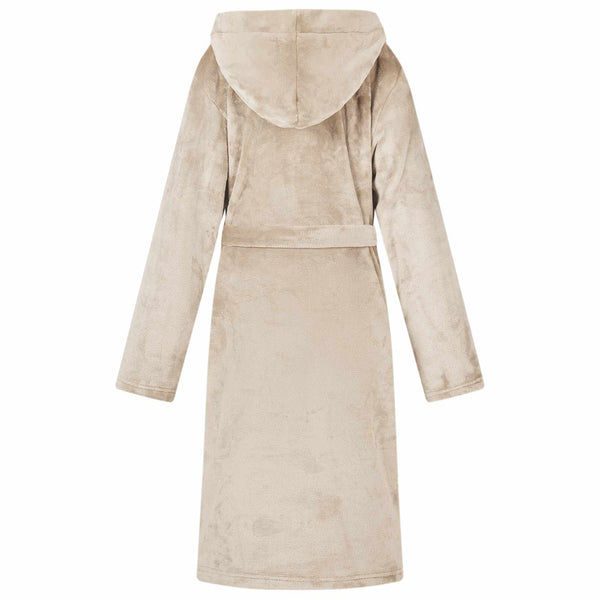 Beige Flanell Hoodie Bademantel - XL