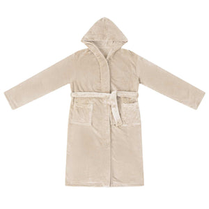 Beige Flanell Bademantel Hoodie XXL