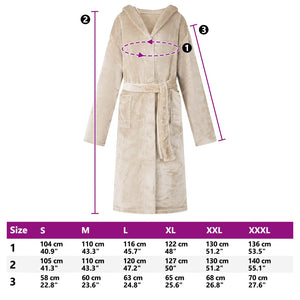 Beige Flanell Bademantel Hoodie XXL