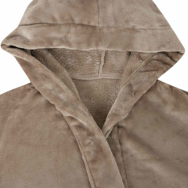 Kamel Flanell Hoodie Bademantel - M