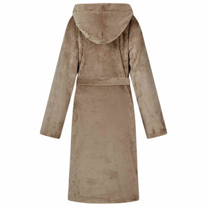 Kamel Flanell Hoodie Bademantel - M