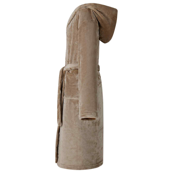 Kamel Flanell Hoodie Bademantel - M