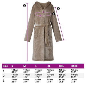 Kamel Flanell Hoodie Bademantel - M