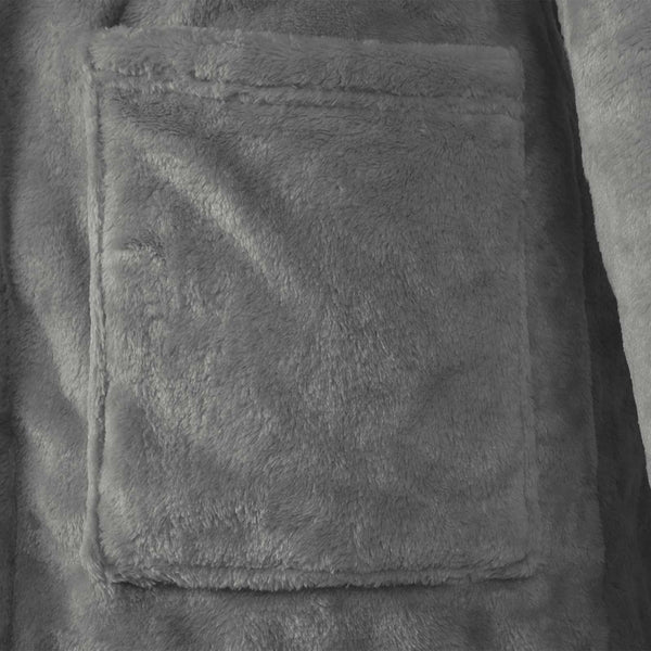 Dunkelgrauer Flanell Hoodie Bademantel - S