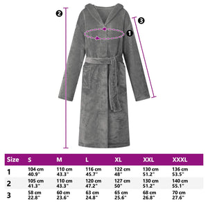Flanell Hoodie Bademantel Dunkelgrau L