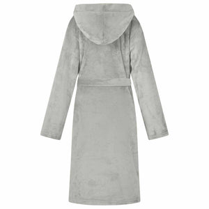 Flanell Bademantel Hoodie Grau S