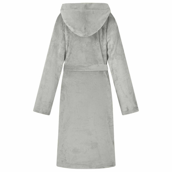 Flanell Bademantel Hoodie Grau S