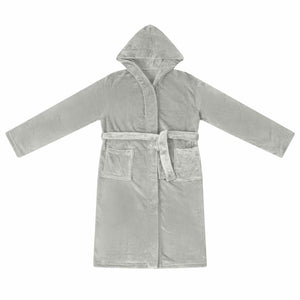 Flanell Bademantel Hoodie Grau S