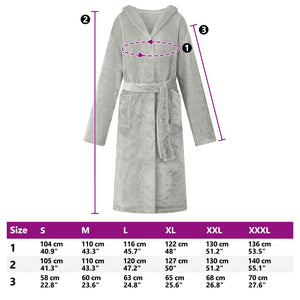Bademantel Hoodie Grau Flanell L