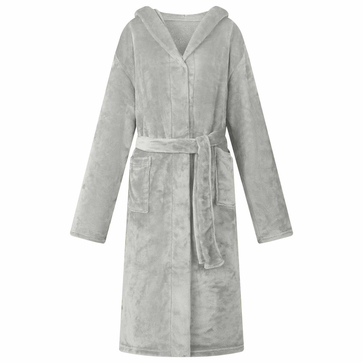 Bademantel Hoodie Grau XL Flanell