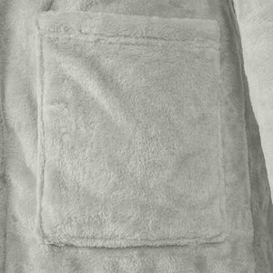 Bademantel Hoodie Grau XXL Flanell