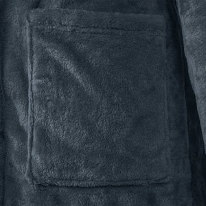 Marineblauer Flanell Hoodie Bademantel - L