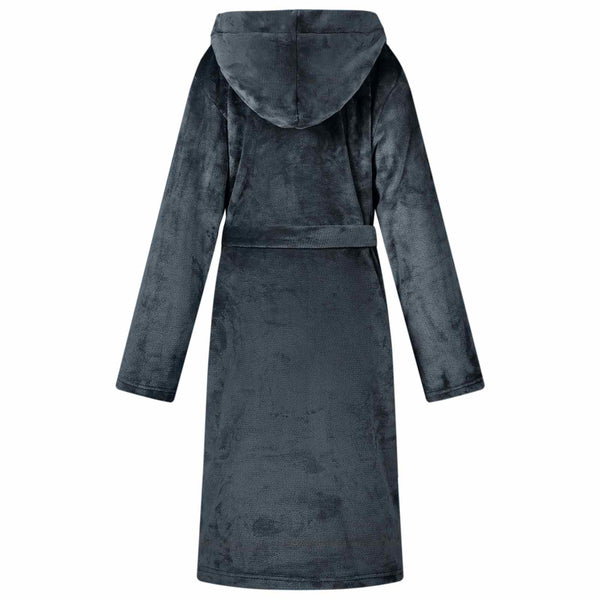 Marineblauer Flanell Hoodie Bademantel - L