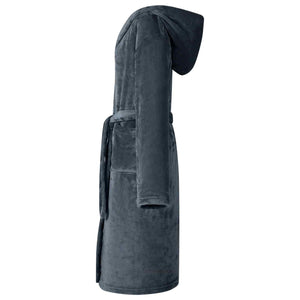 Marineblauer Flanell Hoodie Bademantel - L