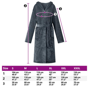 Marineblauer Flanell Hoodie Bademantel - L