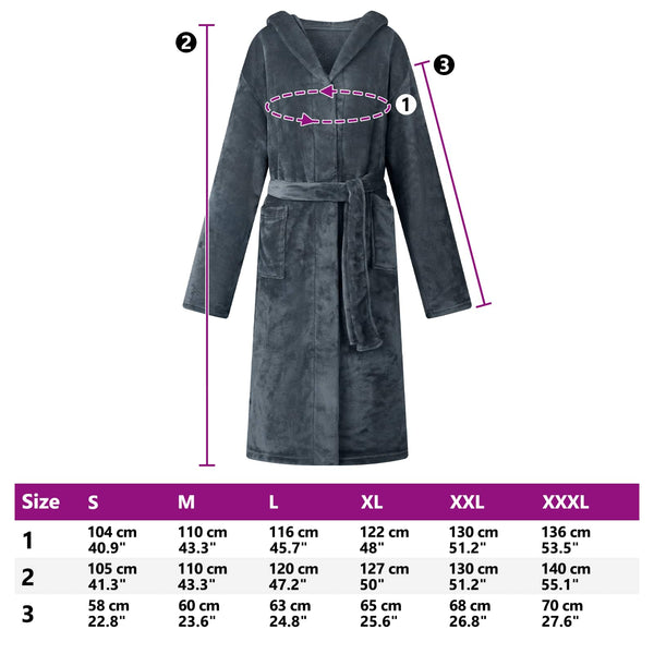Marineblauer Flanell Hoodie Bademantel - L