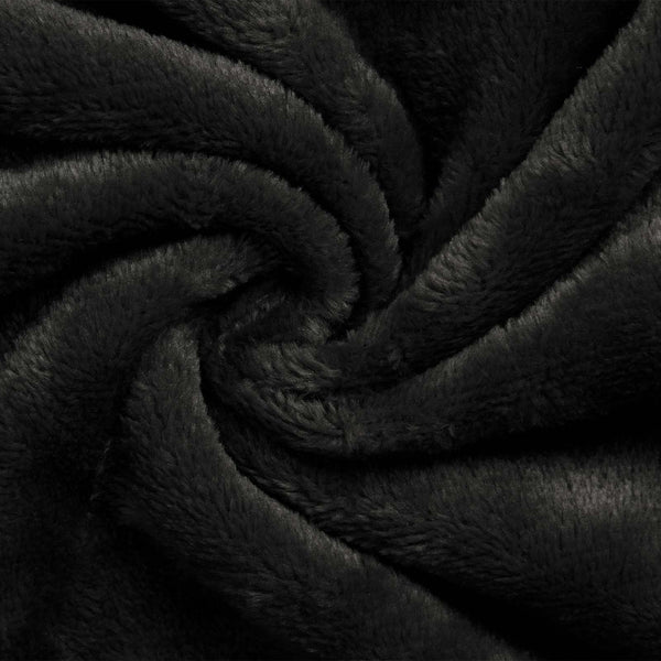 Flanell Bademantel Hoodie Schwarz L