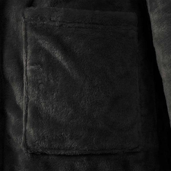 Bademantel Hoodie Schwarz XXL Flanell