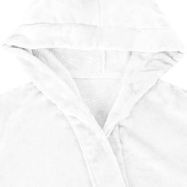 Weißer Flanell Hoodie Bademantel - S