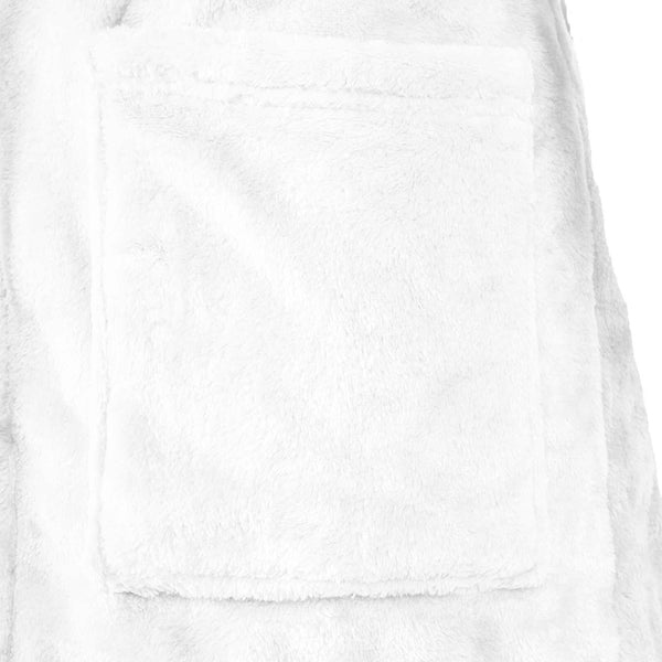 Weißer Flanell Hoodie Bademantel - S