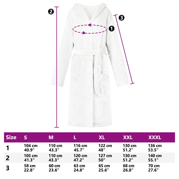 Weißer Flanell Hoodie Bademantel - S