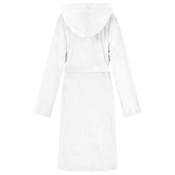 Weißer Flanell Hoodie Bademantel M
