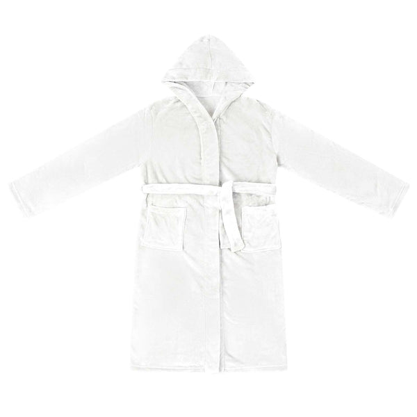 Weißer Flanell Hoodie Bademantel M
