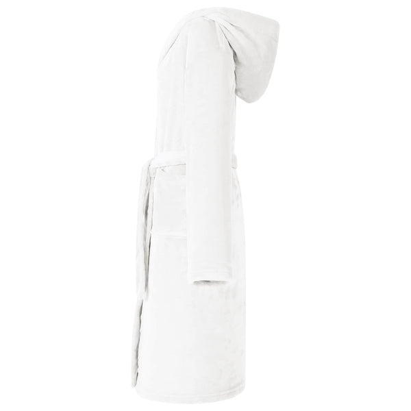 Weißer Flanell Hoodie Bademantel XL