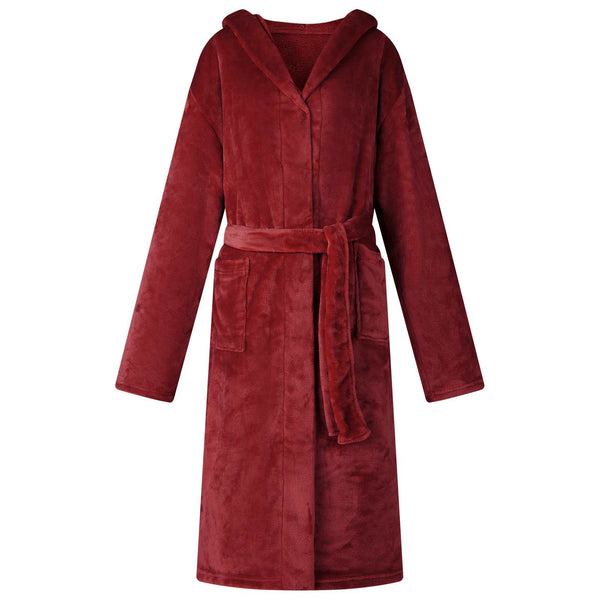 vidaXL Bathrobe Hoodie Burgundy XL Flannel