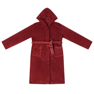 vidaXL Bathrobe Hoodie Burgundy XL Flannel
