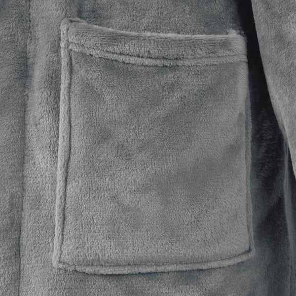 Dunkelgrauer Flanell Bademantel M
