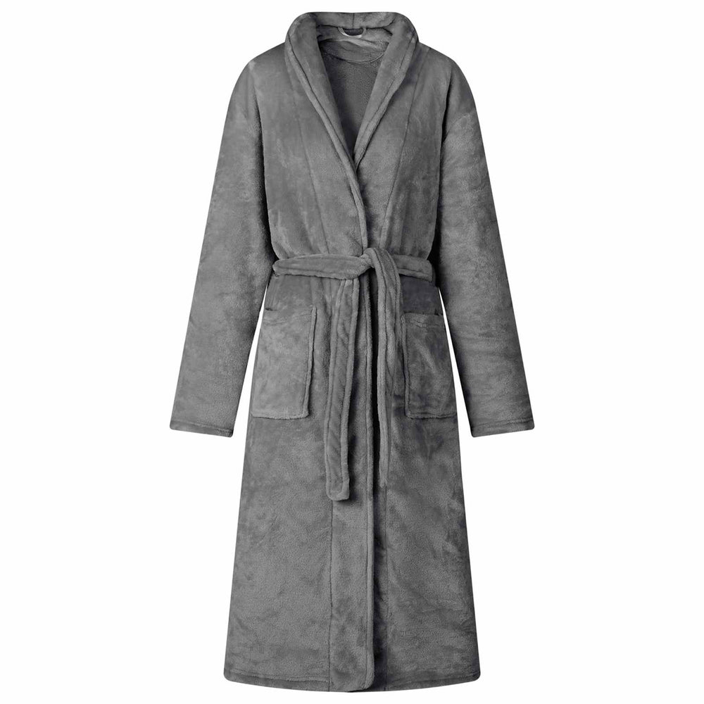 Dunkelgrauer Flanell Bademantel M