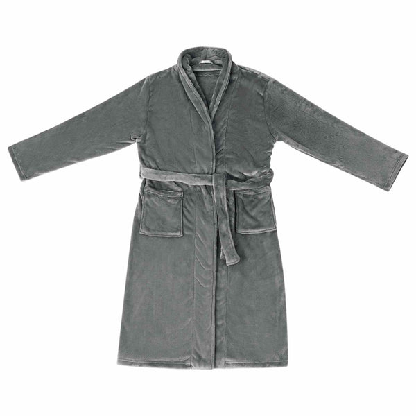 Dunkelgrauer Flanell Bademantel M