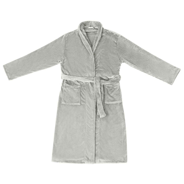 Grauer Flanell Bademantel XXL