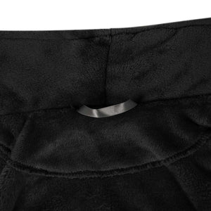 Schwarzer Flanell Bademantel ohne Kapuze - S