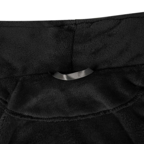 Schwarzer Flanell Bademantel ohne Kapuze - M