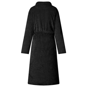 Schwarzer Flanell Bademantel ohne Kapuze - XL