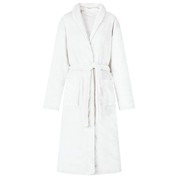 Weißer Flanell Bademantel XL
