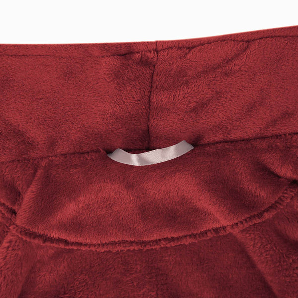 Bordeauxroter Flanell Bademantel ohne Kapuze XXL