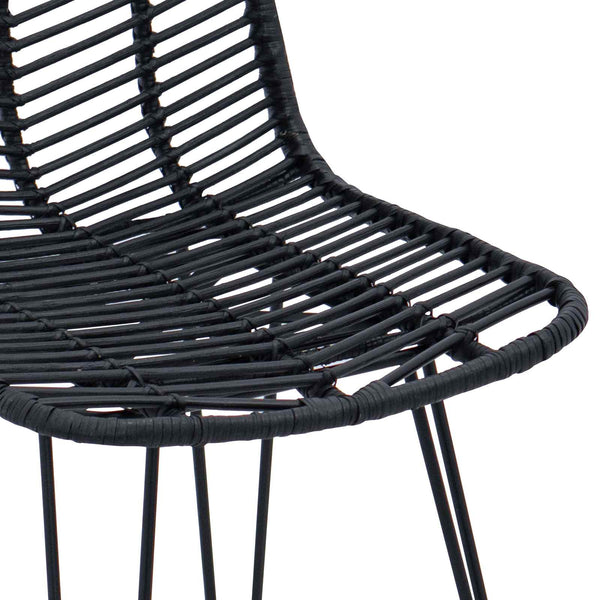 vidaXL Bar Stools 2 pcs Black 44.5 x 53 x 111 cm Rattan and Iron