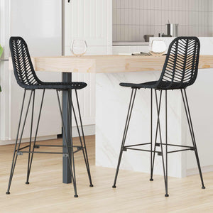 vidaXL Bar Stools 2 pcs Black 44.5 x 53 x 111 cm Rattan and Iron