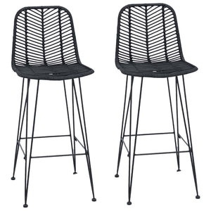 vidaXL Bar Stools 2 pcs Black 44.5 x 53 x 111 cm Rattan and Iron