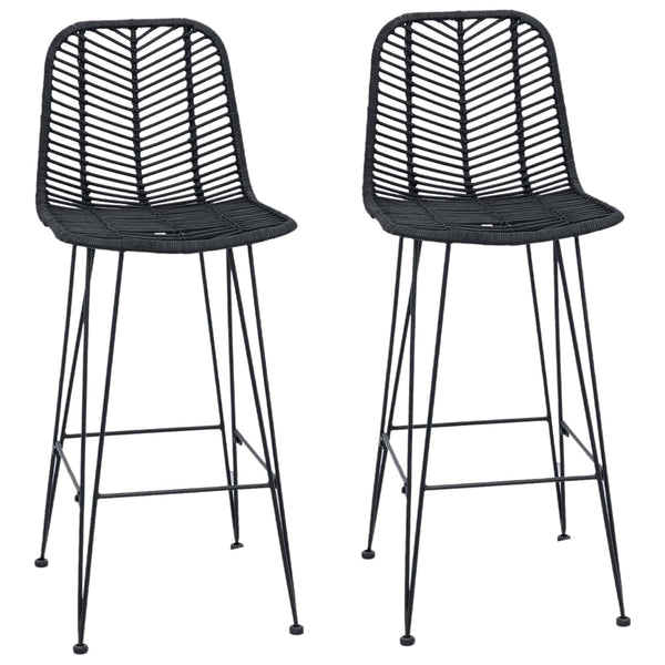 vidaXL Bar Stools 2 pcs Black 44.5 x 53 x 111 cm Rattan and Iron