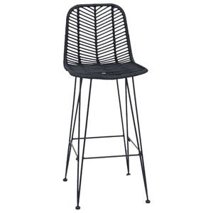 vidaXL Bar Stools 2 pcs Black 44.5 x 53 x 111 cm Rattan and Iron
