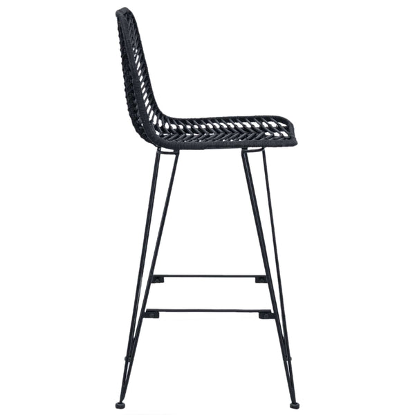 vidaXL Bar Stools 2 pcs Black 44.5 x 53 x 111 cm Rattan and Iron