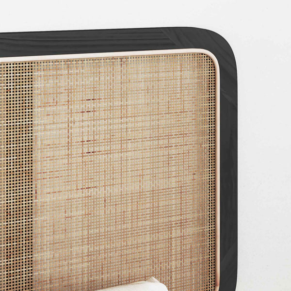 vidaXL Headboard Black 160 x 55 x 3 cm Rattan