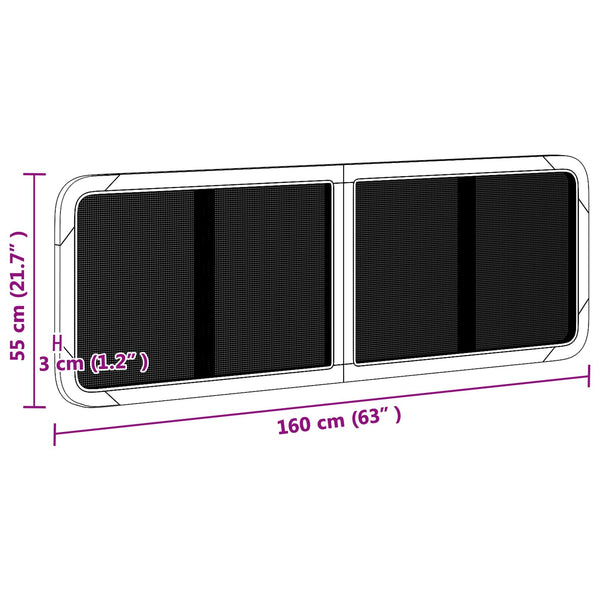 vidaXL Headboard Black 160 x 55 x 3 cm Rattan
