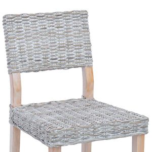 vidaXL Dining Chair 2 pcs White Washed 46 x 55 x 84 cm Kubu Rattan
