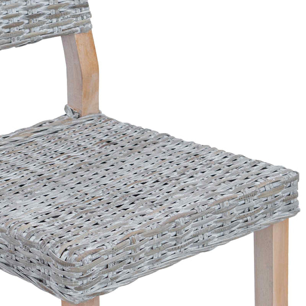 vidaXL Dining Chair 2 pcs White Washed 46 x 55 x 84 cm Kubu Rattan