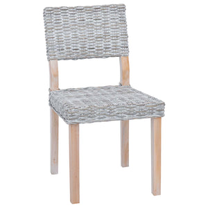 vidaXL Dining Chair 2 pcs White Washed 46 x 55 x 84 cm Kubu Rattan